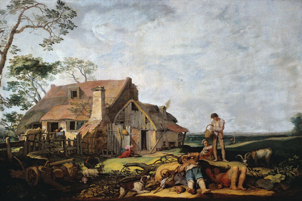 Landscape with Peasants Resting, Tobias and the Angel van Abraham Bloemaert