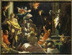 Judith zeigt dem Volk das Haupt des Holofernes.