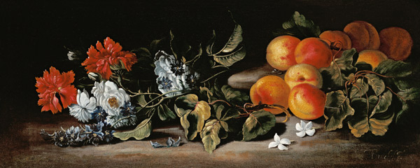 Abrikozen en bloemtakken   van Abraham Brueghel
