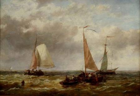 Fishing Boats at Sea (panel) van Abraham Hulk