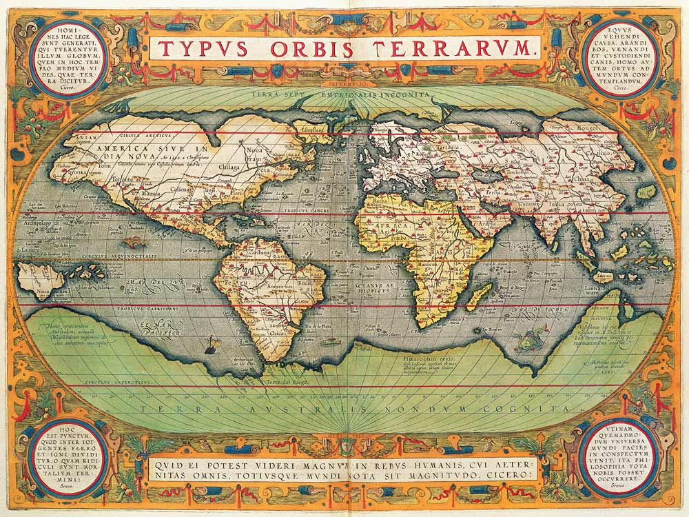 Typus Orbis Terrarum, map of the world, from Ortelius''s ''Theatrum Orbis Terrarum'', Antwerp van Abraham Ortelius