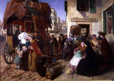 The Departure of a Diligence from Biarritz van Abraham Solomon