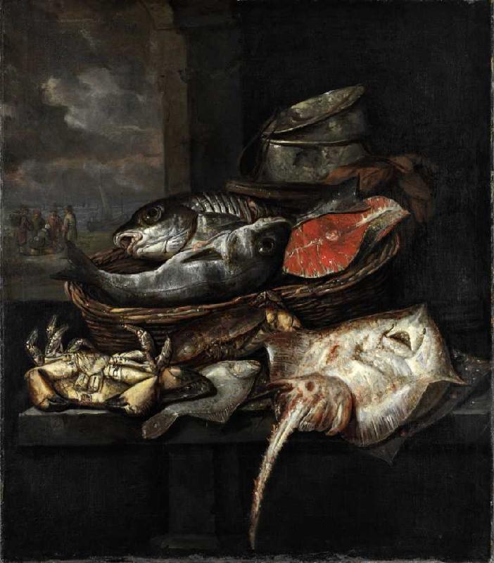 Bank eines Fischhändlers. van Abraham van Beyeren