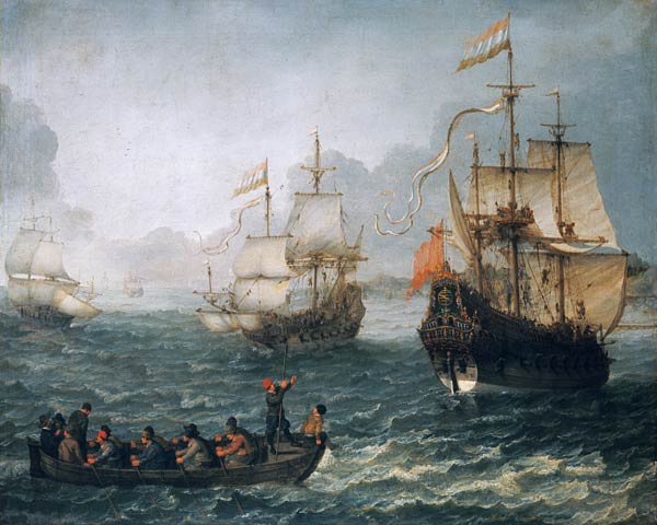 Meereslandschaft mit Segelschiffen van Abraham Willaerts