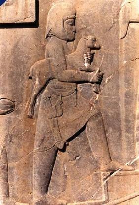 A Mede carrying a sacrificial lamb up the eastern stairway of the south portico of Darius' palace