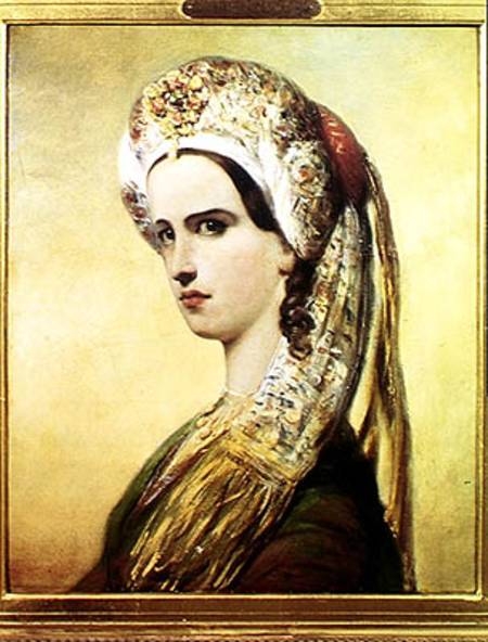 Portrait of Rachel (1821-58) van Achille Deveria