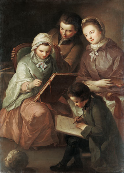 Gruppenbild der vier Kinder des Malers van Adam Friedrich Oeser