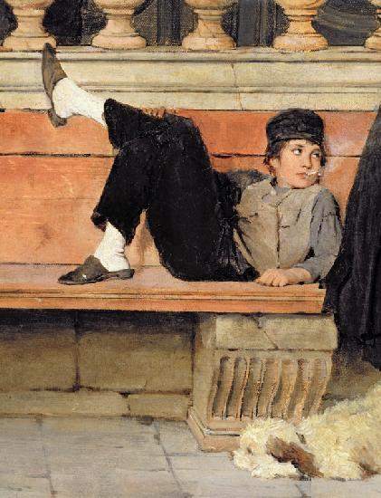 St. Mark's, Venice, detail of a boy smoking