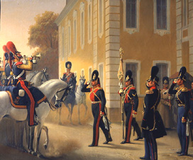 Wachablösung der Leibgarde im Grossen Palast Peterhof van Adolf Gebens