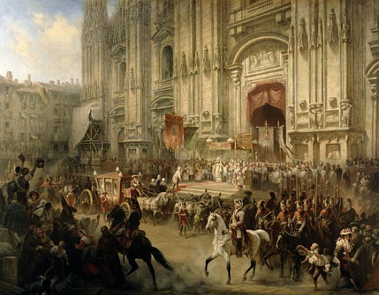 Ceremonial reception of Field-marshal Alexander Suvorov in Milan in April 1799, c.1850 van Adolf Jossifowitsch Charlemagne