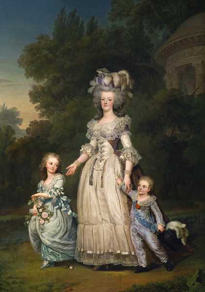 Queen Marie Antoinette (1755-93) with her Children in the Park of Trianon van Adolf Ulrich Wertmuller