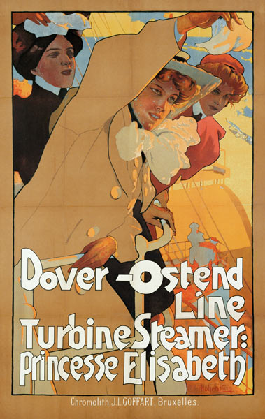 Dover-Ostend Line, Turbine Steamer: Princess Elisabeth (Poster) van Adolfo Hohenstein