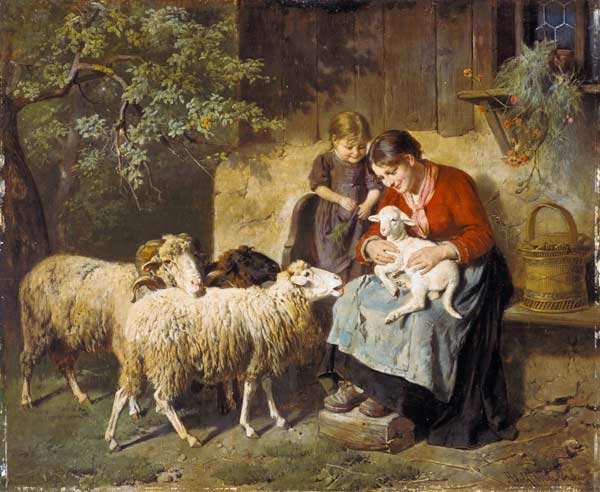 Das neugeborene Lamm. van Adolph Eberle