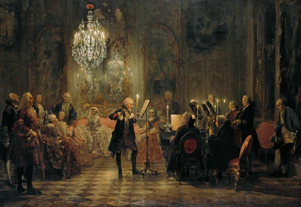 Het fluitconcert van Frederik de Grote in Sanssouci van Adolph Friedrich Erdmann von Menzel