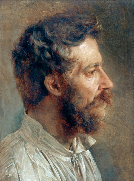 A.v.Menzel, Head of a Bearded Worker van Adolph Friedrich Erdmann von Menzel
