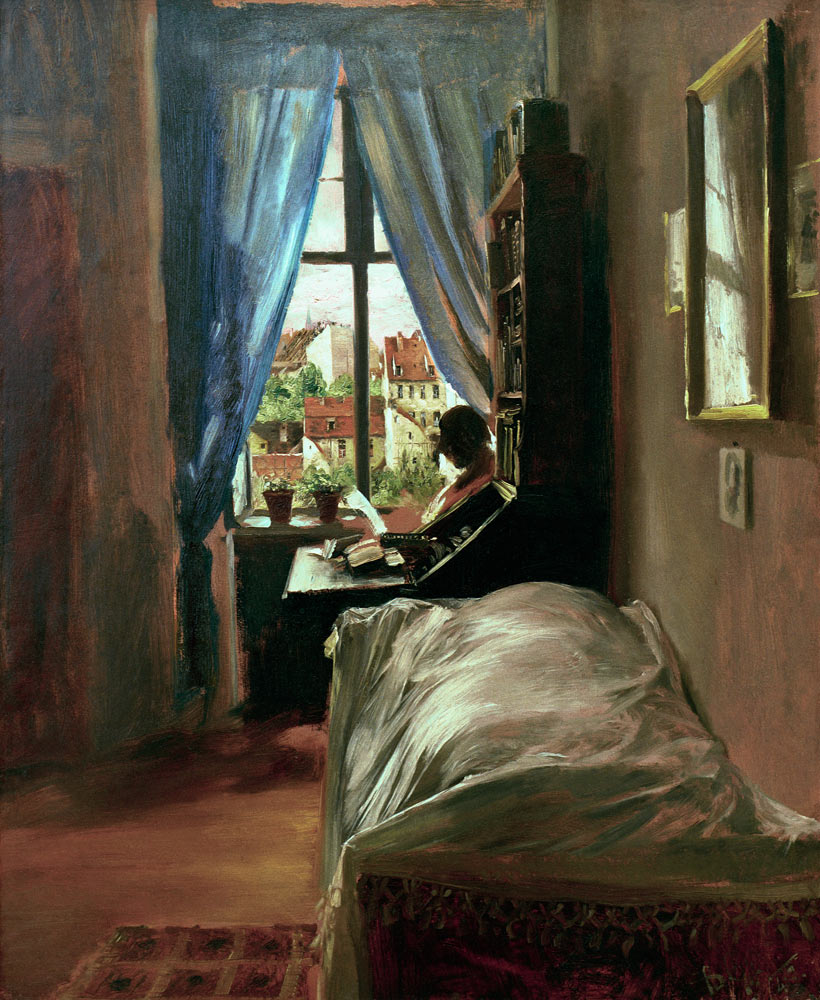 Das Schlafzimmer de Künstlers in der Wohnung Rittersstrasse van Adolph Friedrich Erdmann von Menzel