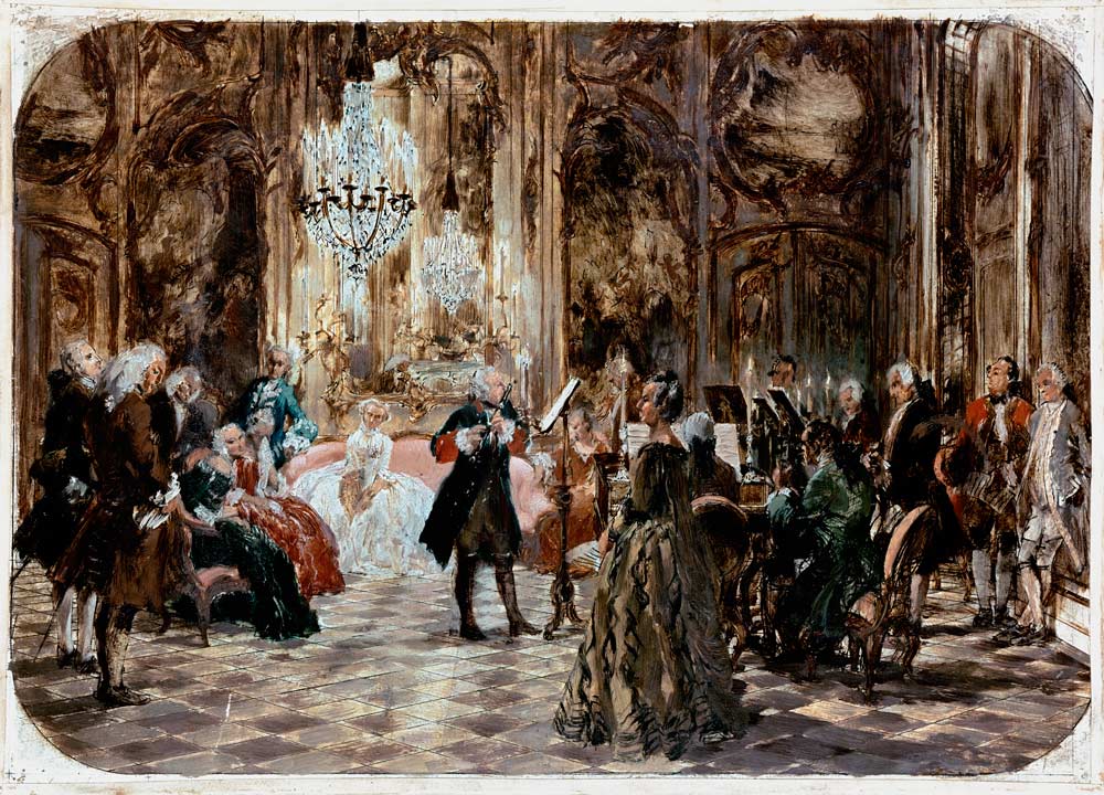 Flötenkonzert Friedrich des Großen (Studie) van Adolph Friedrich Erdmann von Menzel