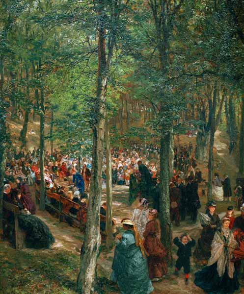 Prêche en plein air à Kösen van Adolph Friedrich Erdmann von Menzel