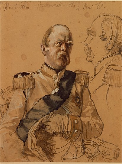 Prince Otto von Bismarck, 1865 (pencil & wash on paper) van Adolph Friedrich Erdmann von Menzel
