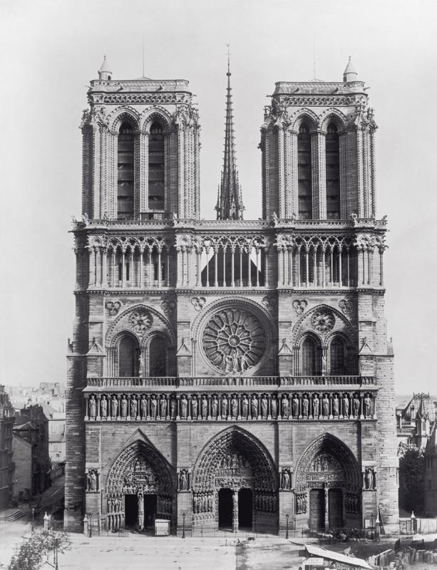 Facade of Notre-Dame, Paris, late 19th century (b/w photo)  van Adolphe Giraudon