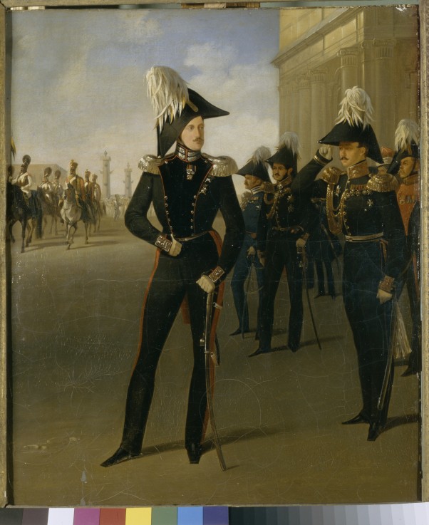 Emperor Nicholas I accepts the official report of the prince Lobanov-Rostovsky van Adolphe Ladurner