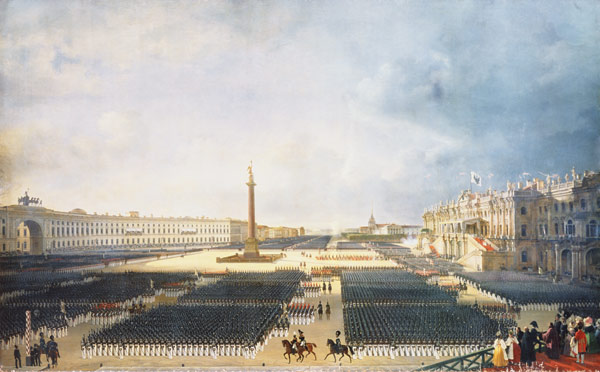 The Consecration of the Alexander Column in St. Petersburg on August 30th 1834 van Adolphe Ladurner