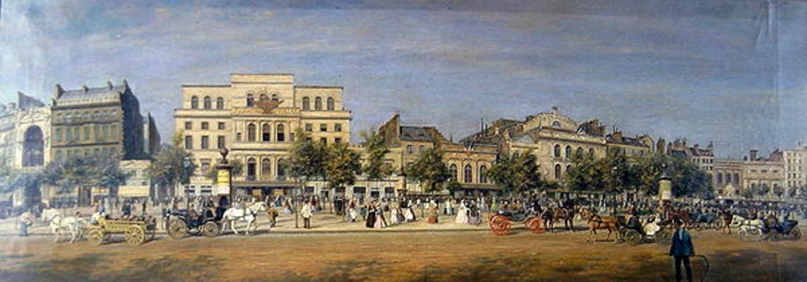 Panorama of Le Boulevard du Temple and its several theatres, c.1860 (colour litho) van Adolphe Martial Potemont