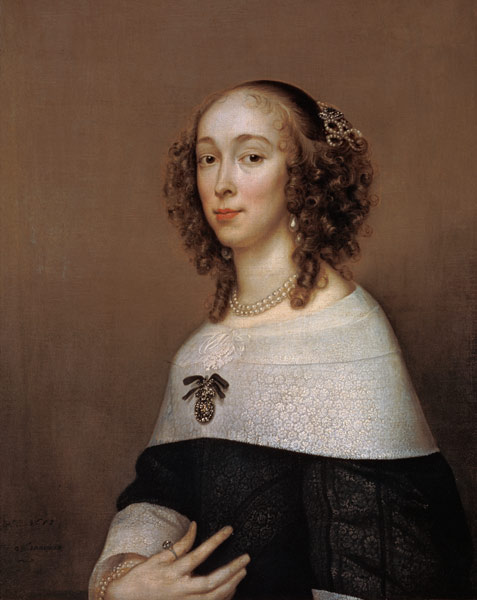 Bildnis einer Dame mit lockigem Haar van Adriaen Hannemann