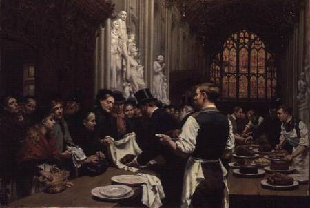 Distributing Left-overs to the Poor after the Lord Mayor's Banquet at the Guildhall van Adrien Emmanuel Marie