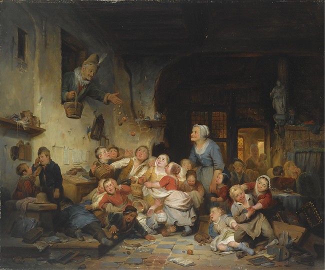 The Village School van Adrien Ferdinand de Braekeleer