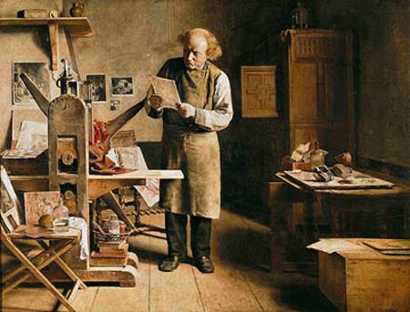 The Printer van Adrien Ferdinand de Braekeleer