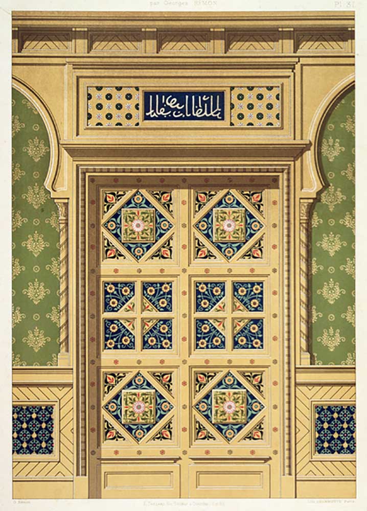 A Moorish door, illustration from La Decoration Interieure, published c.1893-94 van Adrien Simoneton