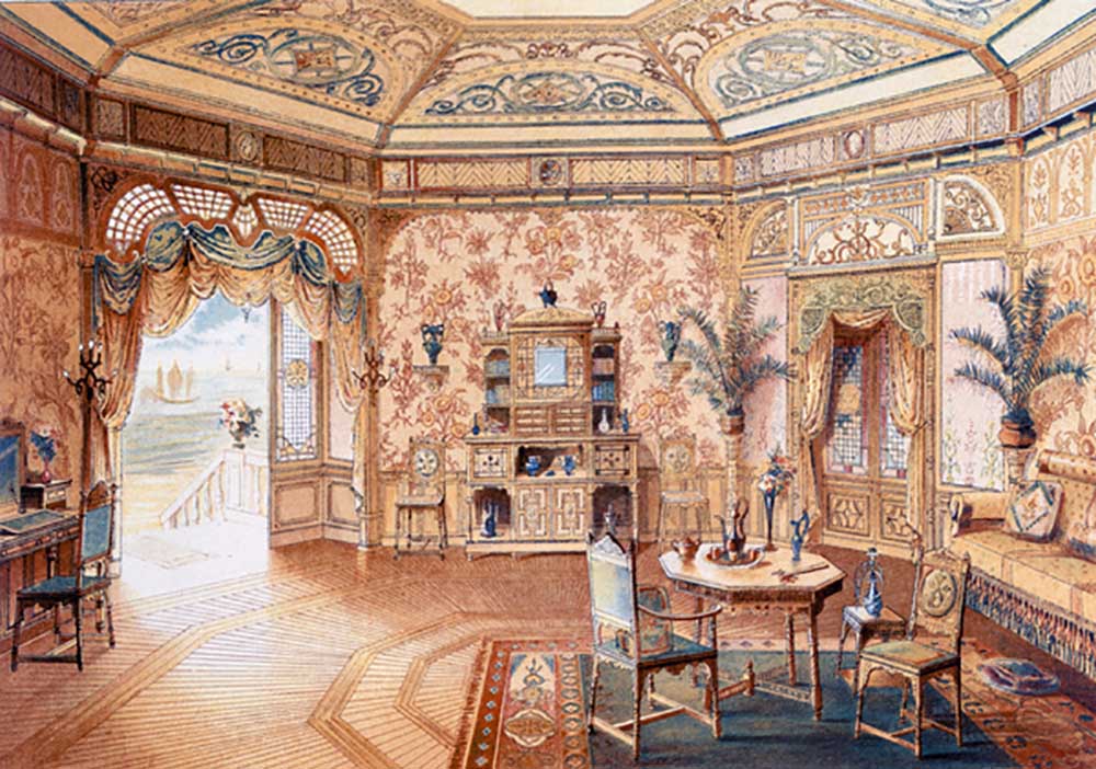 English style garden house, from Interior Decoration, 1893 van Adrien Simoneton