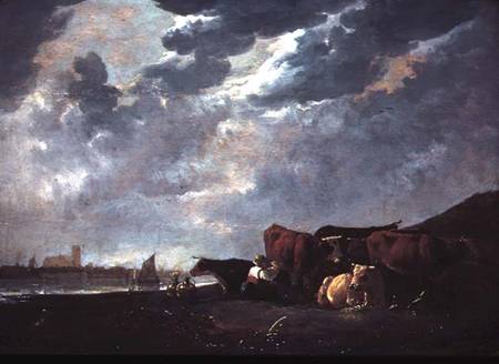 Cattle near the Maas, with Dordrecht in the Distance van Albert Cuyp