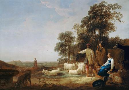 Een landschap met herders en herderinnen