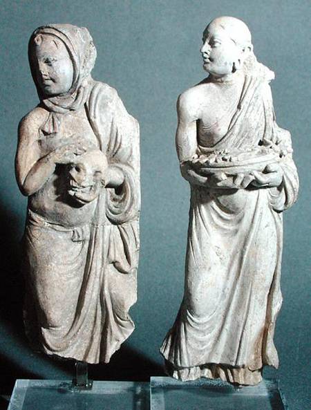 Two statuettes of standing monks, from Hadda van Afghan School