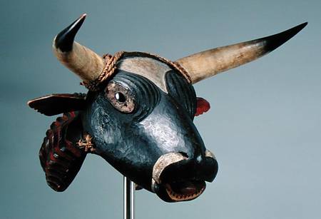 Bull Mask, Bijogo Culture, Bissagos Islands (wood, glass, horn & leather) van African