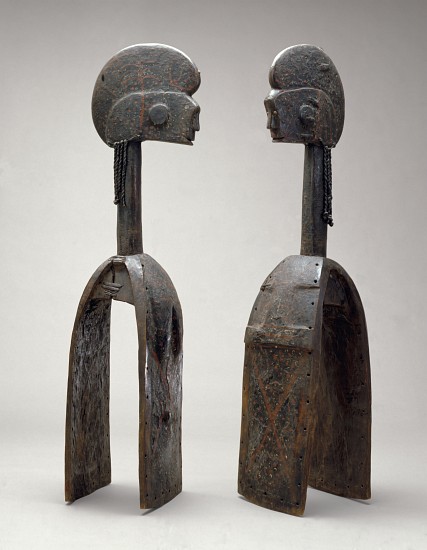 Male and female Waja masks, from Upper Benue River, Nigeria, 1850-1950 van African School