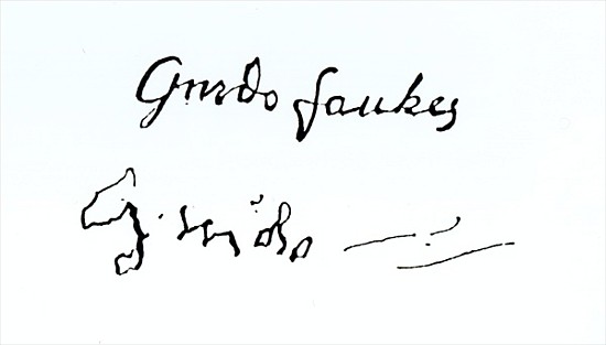 Signature of Guy Fawkes (1570-1606) van (after) English School