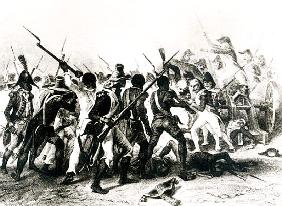 Battle of Vertieres, San Domingo, 18th November 1803; engraved by Frilley