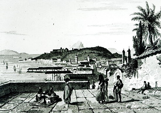 View of Rio de Janeiro from the church of St.Bento drawn Fleury; engraved by Aubert van (after) French School
