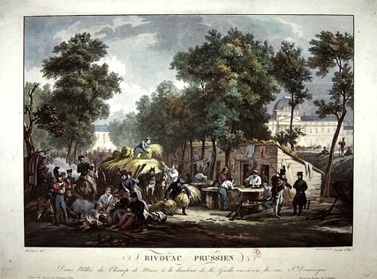 Prussian soldiers bivouacking in the Champs de Mar, Paris in 1871 van (after) Achille-Louis Martinet