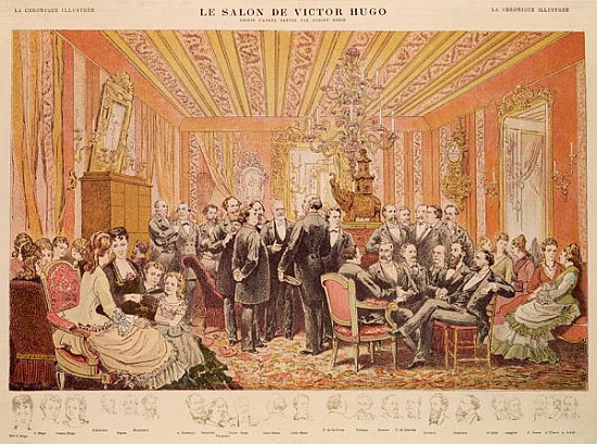 The Salon of Victor Hugo (1802-85) 21 rue de Clichy, illustration from ''La Chronique Illustree'' van (after) Adrien Emmanuel Marie