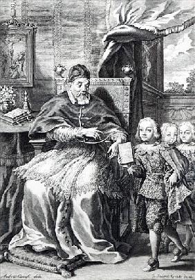 Pope Urban VIII with his nephews; engraved by Johann Friedrich Greuter