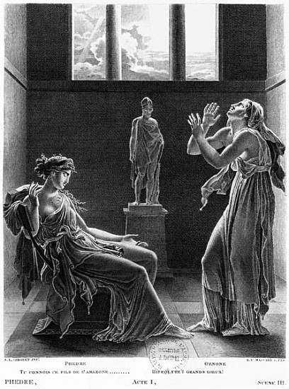 Phaedra and Oenone, illustration from Act I Scene 3 of ''Phedre'' Jean Racine (1639-99) ; engraved b van (after) Anne Louis Girodet de Roucy-Trioson