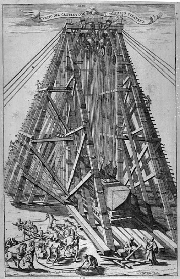 Erecting the Ancient Egyptian Obelisk in St. Peter''s Square, Rome; engraved by Alessandro Specchi van (after) Carlo Fontana