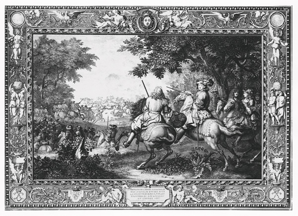 Tenture ''Histoire du Roi'', Defeat of Count de Marsin; engraved by Sebastien Le Clerc (1673-1714) 1 van (after) Charles Le Brun