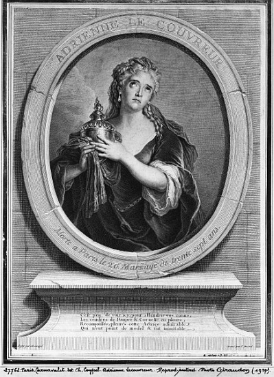 Adrienne Lecouvreur (1692-1730) ; engraved by Pierre Drevet van (after) Charles Antoine Coypel