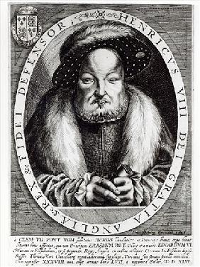 Portrait of Henry VIII; engraved by Peter Isselburg
