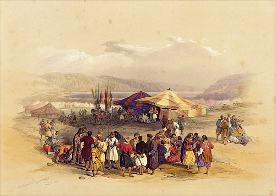 Encampment of the Pilgrims at Jericho'' 1st April 1839, from Volume II of ''The Holy Land'' van (after) David Roberts